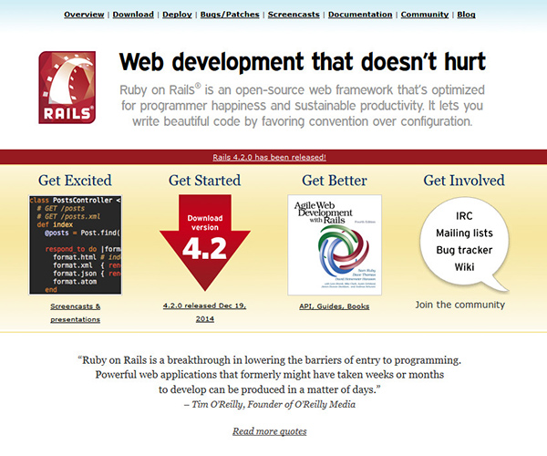 新フレームワーク「Active Job」、デバッグ機能「Web Console」が導入された「Ruby on Rails 4.2」リリース