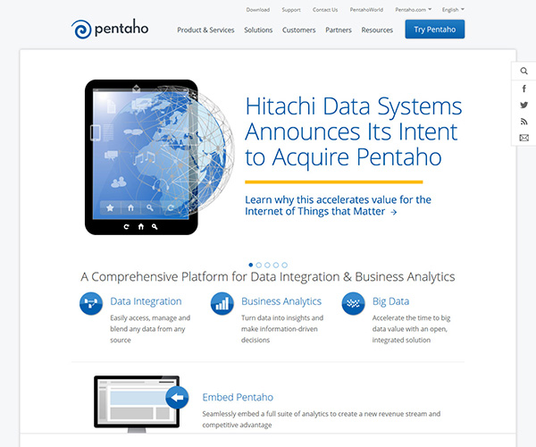 日立米子会社、OSSのビッグデータ分析ソフト「Pentaho」を買収