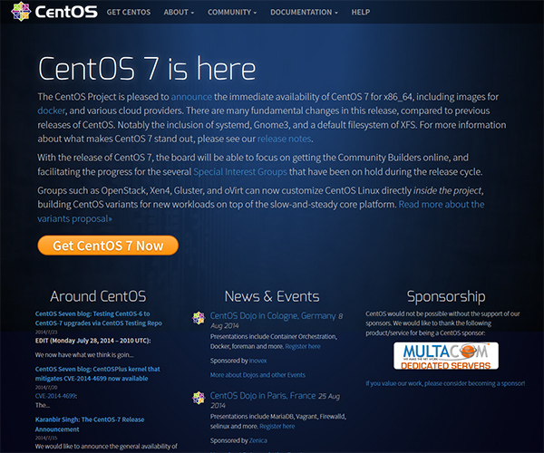 Red Hat支援プロジェクトとしては初リリース。「CentOS 7.0」を一般公開