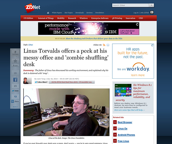 Linuxカーネル開発者、ハードウエアが散乱する自宅オフィスを公開